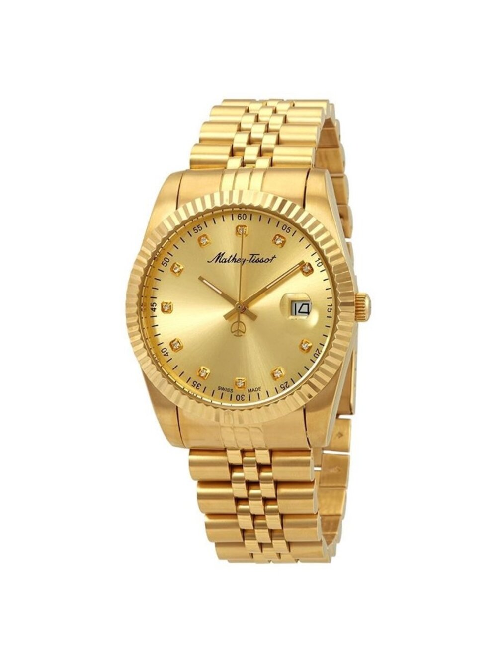 NWT Mathey-Tissot Mathey II Quartz Crystal Gold Dial Men's Watch
